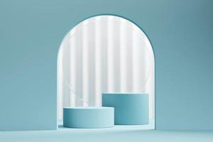 3D rendering blue platform podium for product presentation background photo