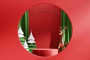 Merry Christmas event product display podium with decoration background 3d rendering photo