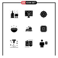 9 Creative Icons Modern Signs and Symbols of space home shooting board nest easter Editable Vector Design Elements