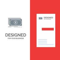 Money Fund Transfer Dollar Grey Logo Design and Business Card Template vector