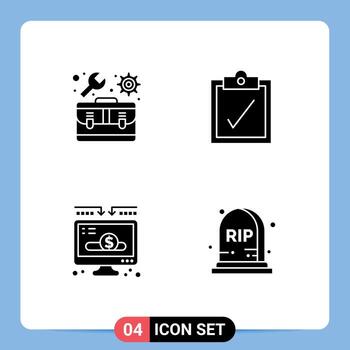 Universal Solid Glyphs Set for Web and Mobile Applications kit donate settings charity rip Editable Vector Design Elements