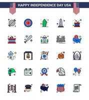 25 estados unidos línea plana llena signos celebración del día de la independencia símbolos del día usa cactus vista punto de referencia editable día de estados unidos elementos de diseño vectorial vector