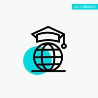 Globe Internet Online Graduation turquoise highlight circle point Vector icon