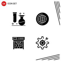 Collection of 4 Vector Icons in solid style. Pixle Perfect Glyph Symbols for Web and Mobile. Solid Icon Signs on White Background. 4 Icons.