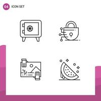 Modern Set of 4 Filledline Flat Colors Pictograph of money image digital contibution dessert Editable Vector Design Elements