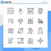 iconos de estilo moderno de 16 líneas. símbolos de contorno para uso general. signo de icono de línea creativa aislado sobre fondo blanco. Paquete de 16 iconos. vector