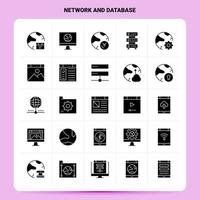 Solid 25 Network And Database Icon set Vector Glyph Style Design Black Icons Set Web and Mobile Business ideas design Vector Illustration