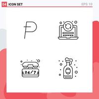 Stock Vector Icon Pack of 4 Line Signs and Symbols for potcoin support crypto currency reload time Editable Vector Design Elements