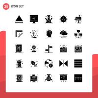 Modern Set of 25 Solid Glyphs Pictograph of mailbox environment technology city experiment Editable Vector Design Elements