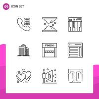 Outline Icon set. Pack of 9 Line Icons isolated on White Background for responsive Website Design Print and Mobile Applications. vector