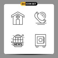 4 Black Icon Pack Outline Symbols Signs for Responsive designs on white background. 4 Icons Set. vector