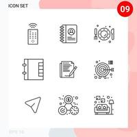 Vector Pack of 9 Icons in Line Style. Creative Outline Pack isolated on White Background for Web and Mobile.