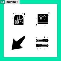 Pack of 4 Solid Style Icon Set. Glyph Symbols for print. Creative Signs Isolated on White Background. 4 Icon Set. vector