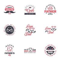 Happy fathers day greeting cards set 9 Black and Pink Vector typography lettering Usable for banners print You are the best dad text design Editable Vector Design Elements