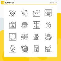 Collection of 16 Universal Line Icons. Icon Set for Web and Mobile. vector