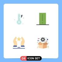 4 Universal Flat Icons Set for Web and Mobile Applications cold care biology meter gadget motivation Editable Vector Design Elements