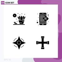 Universal Icon Symbols Group of 4 Modern Solid Glyphs of home navigation creative mobile construction and tools Editable Vector Design Elements