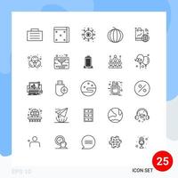 conjunto de 25 líneas vectoriales en cuadrícula para internet de las cosas bolsa de compras finanzas sandía alimentos elementos de diseño vectorial editables vector