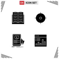 4 User Interface Solid Glyph Pack of modern Signs and Symbols of achievement online wreath goal seminar Editable Vector Design Elements