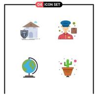 4 Creative Icons Modern Signs and Symbols of insurance globe casualty delivery map Editable Vector Design Elements