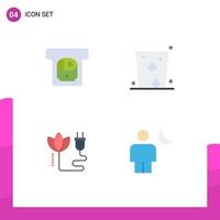 Modern Set of 4 Flat Icons Pictograph of atm energy alcohol glass plug Editable Vector Design Elements