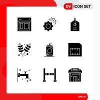 Universal Icon Symbols Group of 9 Modern Solid Glyphs of drink bottle price grains farming Editable Vector Design Elements