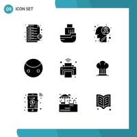 Pack of 9 Modern Solid Glyphs Signs and Symbols for Web Print Media such as printer symbolism transfer sign disease Editable Vector Design Elements