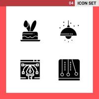 4 Icon Pack Solid Style Glyph Symbols on White Background. Simple Signs for general designing. vector