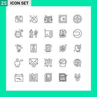 Modern Set of 25 Lines Pictograph of time badge date army deposit Editable Vector Design Elements