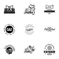 Happy fathers day 9 Black vintage retro type font Illustrator eps10 Editable Vector Design Elements