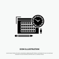 Time File Pen Focus solid Glyph Icon vector