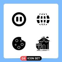 4 Solid Black Icon Pack Glyph Symbols for Mobile Apps isolated on white background. 4 Icons Set. vector