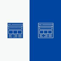 Website Browser Business Corporate Page Web Webpage Line and Glyph Solid icon Blue banner Line and Glyph Solid icon Blue banner vector