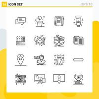 Collection of 16 Universal Line Icons. Icon Set for Web and Mobile. vector