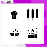 Solid Icon set. Pack of 4 Glyph Icons isolated on White Background for Web Print and Mobile. vector