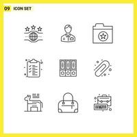 Set of 9 Modern UI Icons Symbols Signs for data files service clipboard web Editable Vector Design Elements