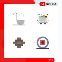 Set of 4 Modern UI Icons Symbols Signs for kitchen building gifts cart boom box Editable Vector Design Elements