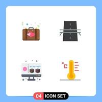 Group of 4 Flat Icons Signs and Symbols for bag highway romance construction gadget Editable Vector Design Elements