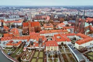 Cityscape of Wroclaw panorama in Poland, aerial view photo