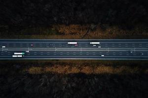 Aerial view of highway with moving cars photo