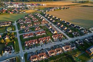 Suburban neighborhood in europe city, aerial view photo