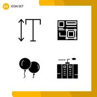 4 Icon Set. Solid Style Icon Pack. Glyph Symbols isolated on White Backgound for Responsive Website Designing. vector