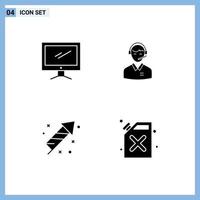 Universal Icon Symbols Group of 4 Modern Solid Glyphs of computer man imac business service Editable Vector Design Elements