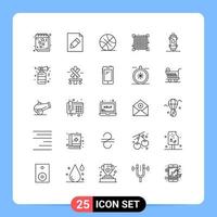 Pack of 25 Modern Lines Signs and Symbols for Web Print Media such as heat heater backetball view grid Editable Vector Design Elements