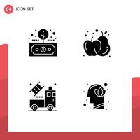 4 User Interface Solid Glyph Pack of modern Signs and Symbols of asset truck return food transparent Editable Vector Design Elements