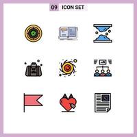 Modern Set of 9 Filledline Flat Colors and symbols such as father bag storytelling skin skin Editable Vector Design Elements