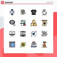 16 concepto de línea rellena de color plano para sitios web móviles y aplicaciones cabeza de opinión camisa de inversión ecología elementos de diseño de vectores creativos editables