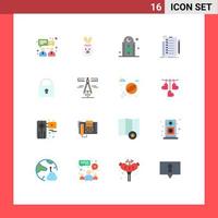 Set of 16 Modern UI Icons Symbols Signs for security document islam list checklist Editable Pack of Creative Vector Design Elements