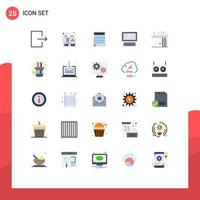 Modern Set of 25 Flat Colors and symbols such as construction pc document keyboard monitor Editable Vector Design Elements