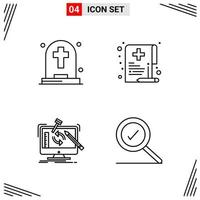 4 iconos de estilo de línea basados en cuadrícula símbolos de esquema creativos para el diseño de sitios web signos de icono de línea simple aislados en fondo blanco 4 conjunto de iconos fondo de vector de icono negro creativo